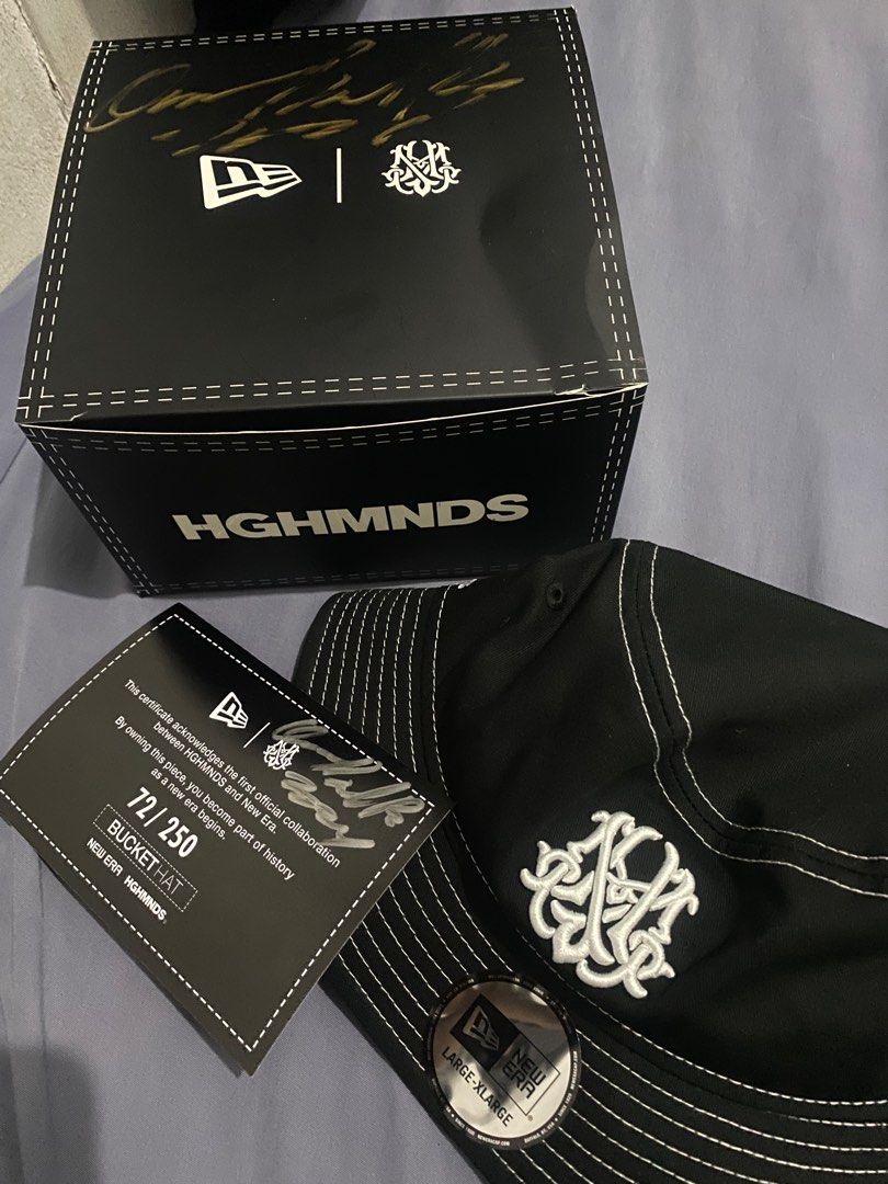 New Era x HighMinds (Category: Caps & Hats) located in Manila. Submitted by evnprz (Listing ID 1330629778, Image 1). Description: For Sale New Era x Highminds 59fifty 7 3/4 with sign - 6500php Bucket hat Medium to large with sign - 6500php Large to extra large with sign - 6500php Brand new with box/cert/stickers Sta. Ana, manila .
