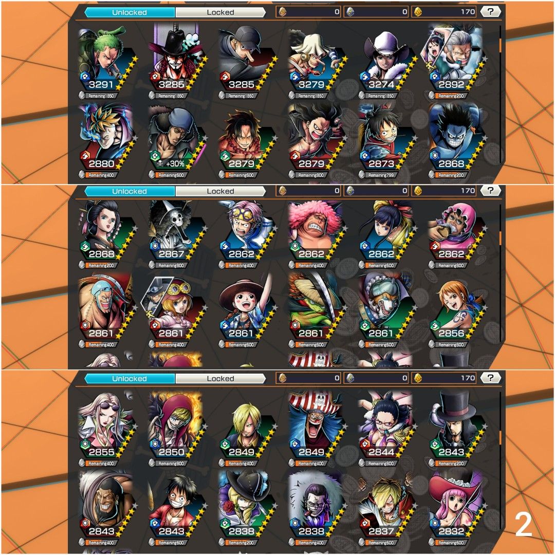 Jeu Android One Piece Bounty Rush - Compte Avec 6 EX (Shanks V3, Kuzan, Roger...)