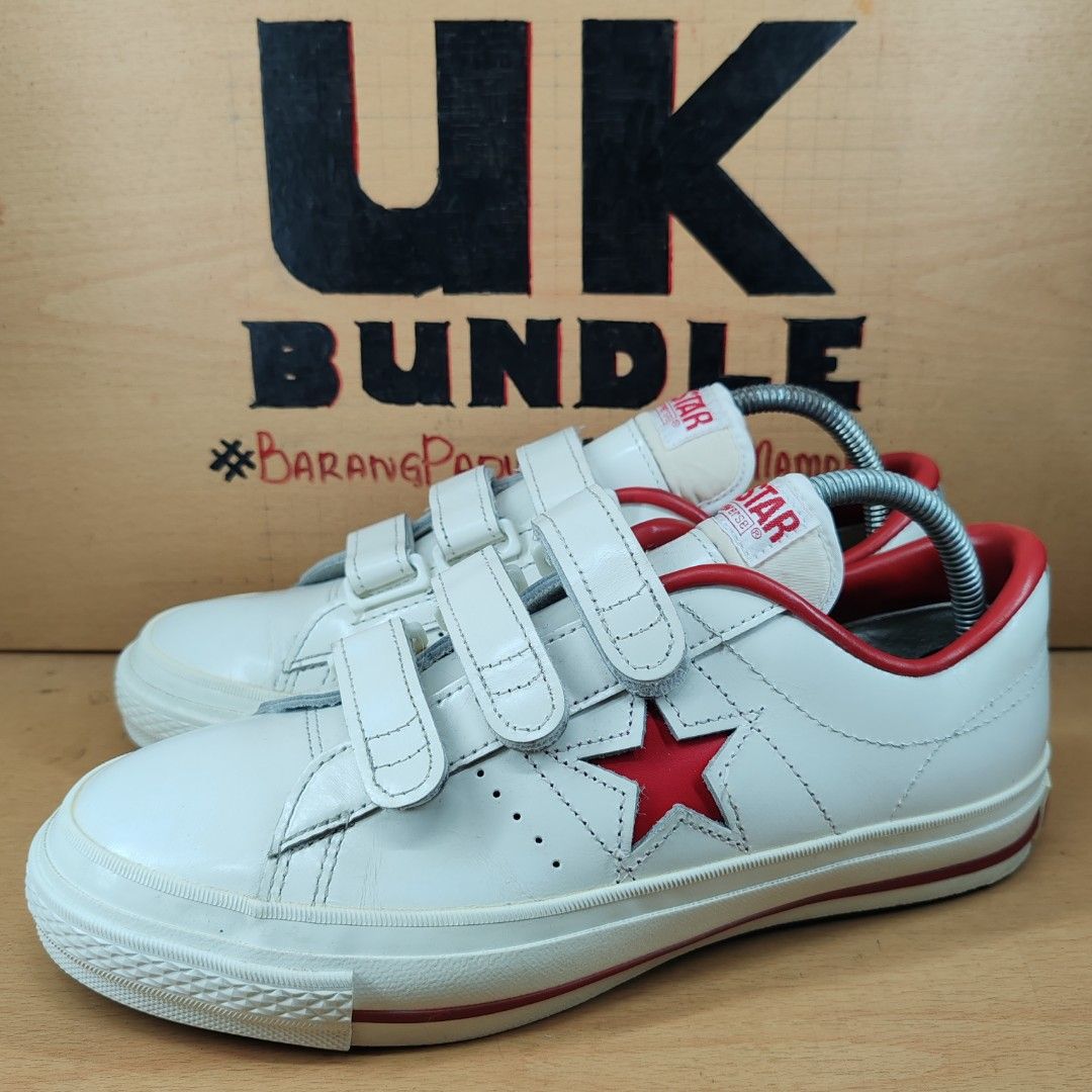 UKBundle 7UK 25.5CM Converse One Star 3V Velcro Strap JPN Market White Red