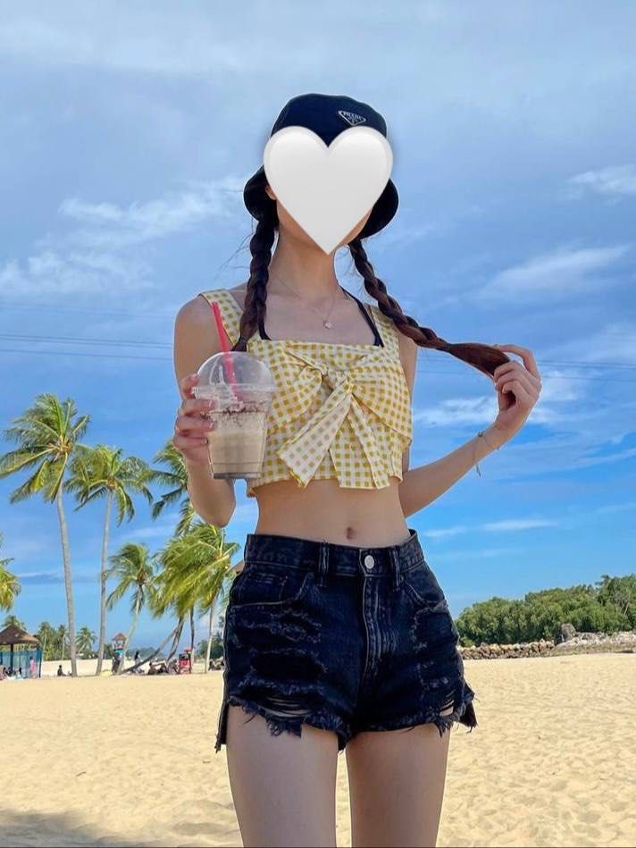 Yellow gingham crop top outlet