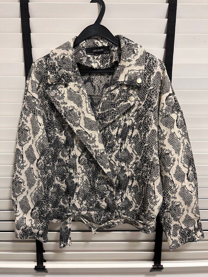 Zara snakeskin biker jacket discount