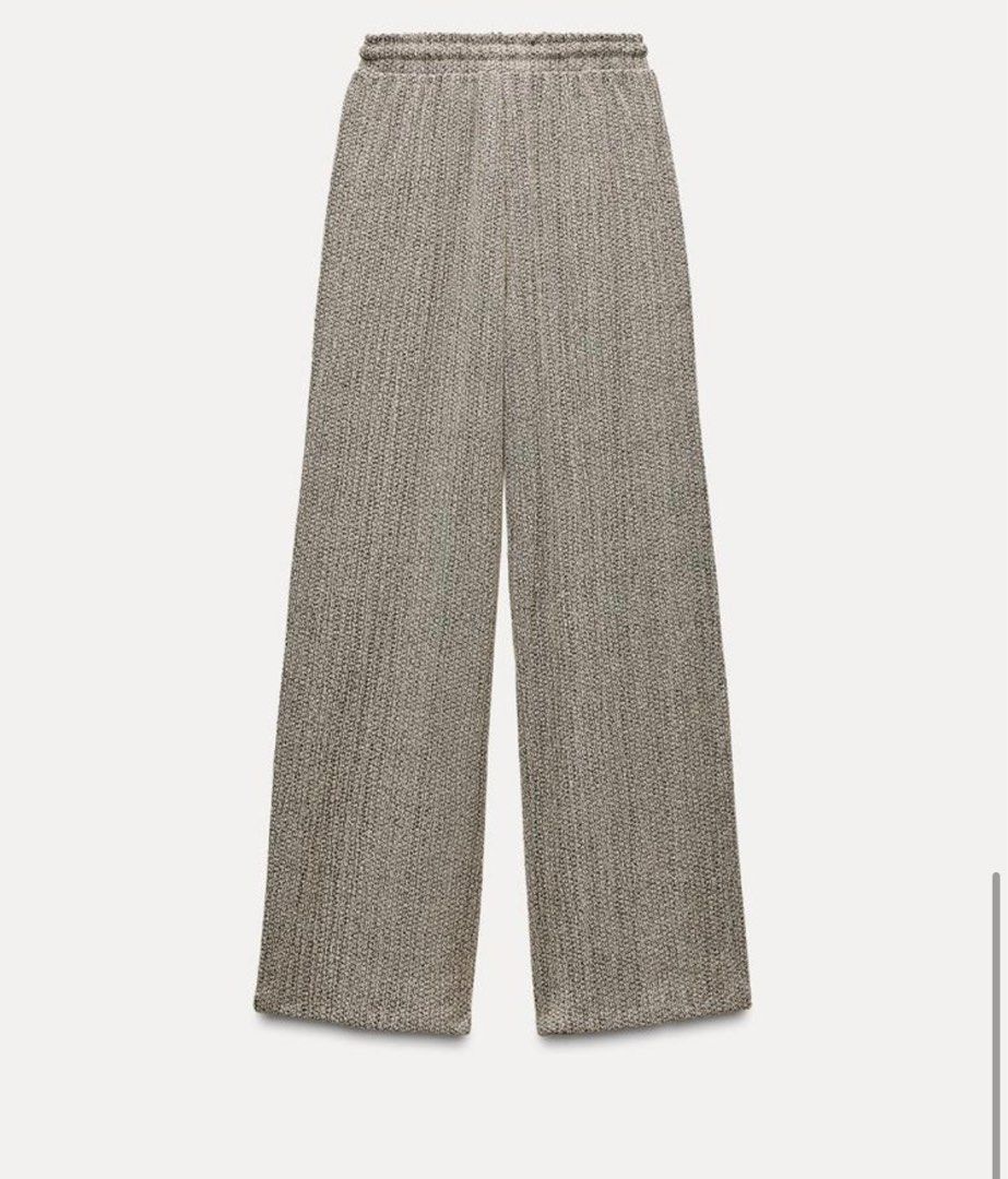 Zara Textured Wide Trousers, Women's Fashion, Bottoms, Other