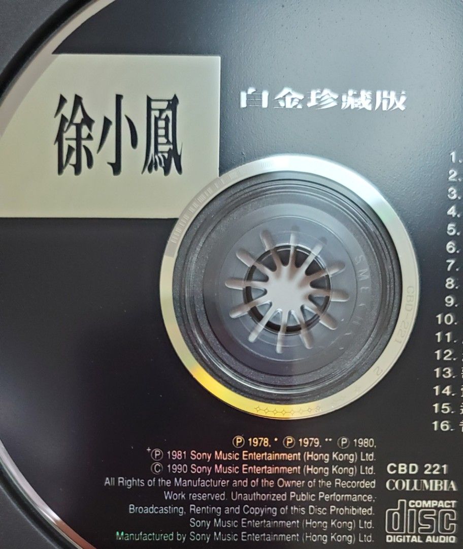 レコード徐小鳳香港Sony盤中国語