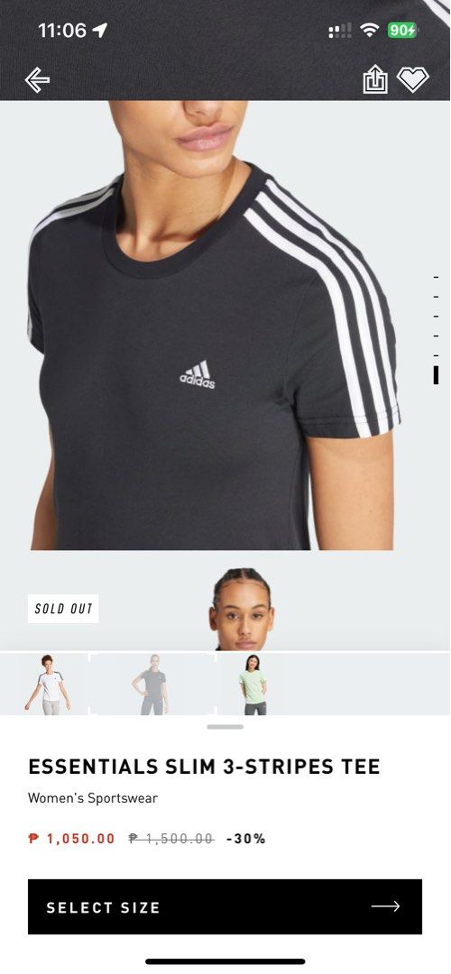 Adidas Essentials Slim 3 Stripes Tee Shirt (Category: Shirts) located in Bacolod City. Submitted by marshightower (Listing ID 1330720667, Image 2). Description: Adidas shirt bought recently from the app. It was on sale for Php1,050. Only worn to fit. RFS: Impulse buy, don’t really see myself using it..