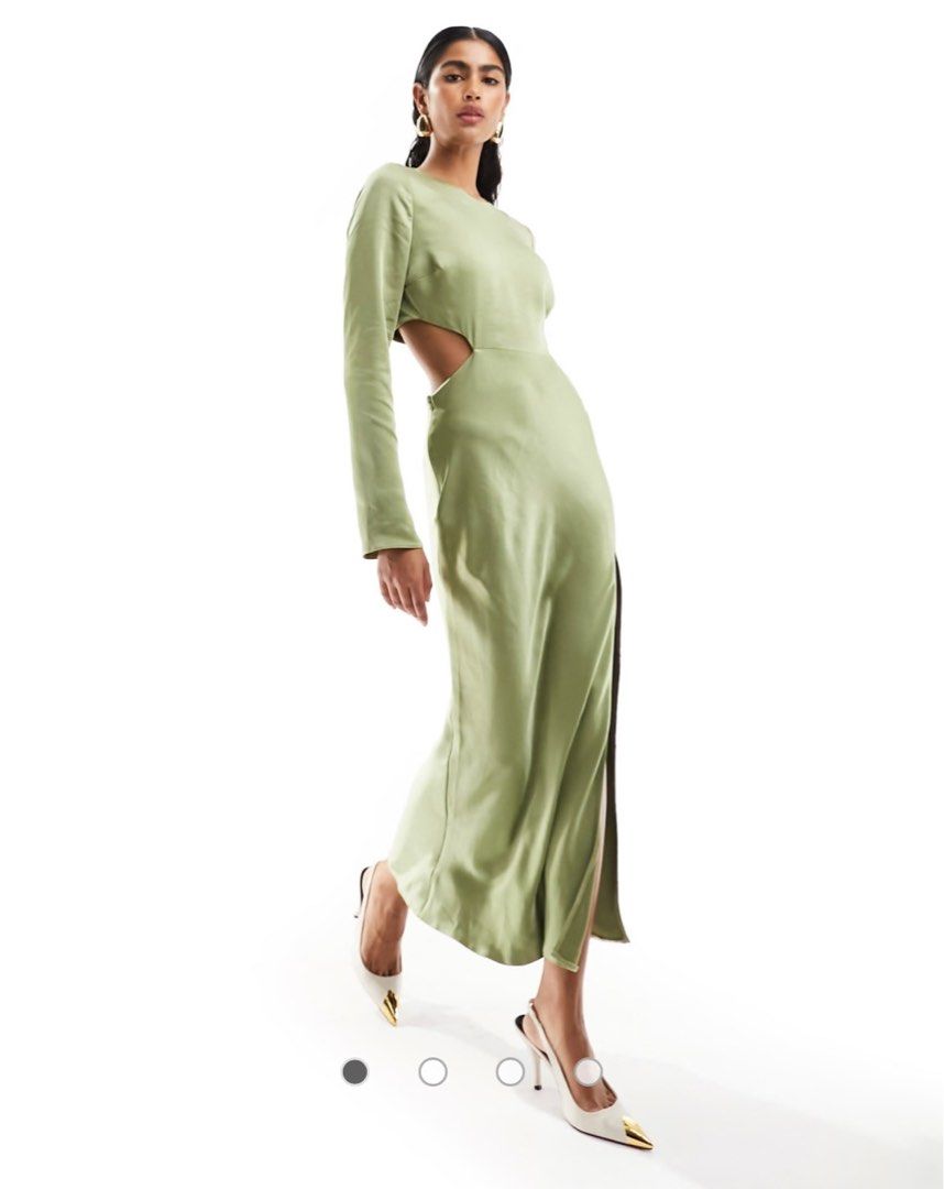 asos olive green dress ASOS Olive Midi Dress by ASOS luxe
