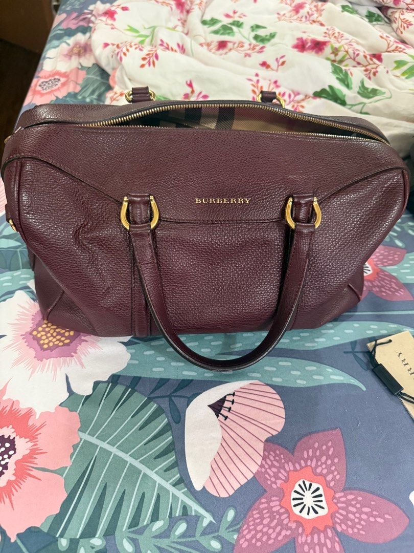 Burberry Mahogany Red Leather Office Travel Bag Luxury Bags Wallets on Carousell