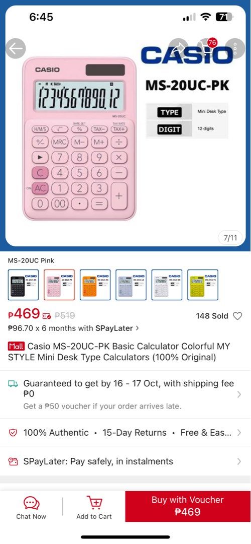Casio Basic Calculator MS-20UC-PK (Category: Office & Business Technology) located in Malabon City. Submitted by _dragonfly (Listing ID 1330804620, Image 2). Description: Original price: 500 RFS: hindi na nagagamit Bought from: Japan Perfect for Accountancy students! .