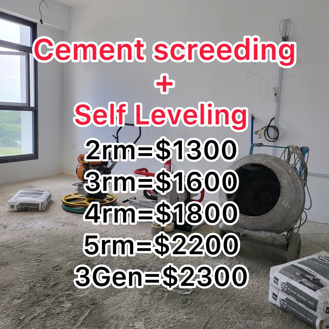 Cement screed contractor floor screeding vinyl self leveling tiling toilet renovation hacking62853070345218110