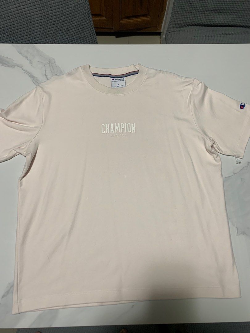 Champion Tee (Category: Tshirts & Polo Shirts ) located in Baguio. Submitted by 25thlu (Listing ID 1330833926, Image 1). Description: Champion Tee Pink Authentic Size M Like Rubberized Print 10/10 BNEW .