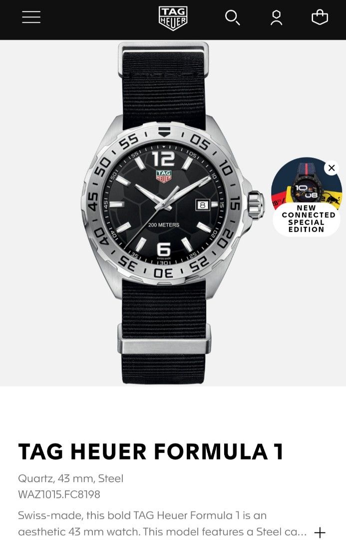 CHEAPEST Tag Heuer F1 Steel Black Football Dial 43mm Quartz Sports Watch WAZ1015 Discontinued