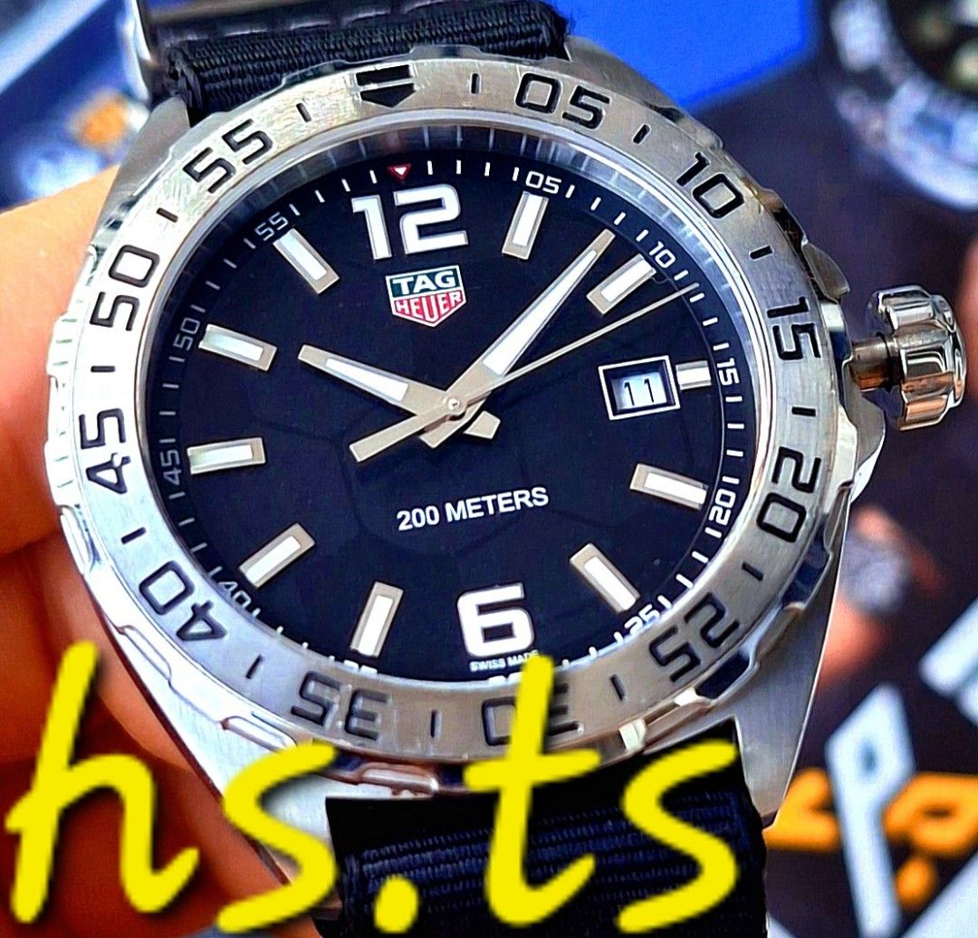CHEAPEST Tag Heuer F1 Steel Black Football Dial 43mm Quartz Sports Watch WAZ1015 Discontinued