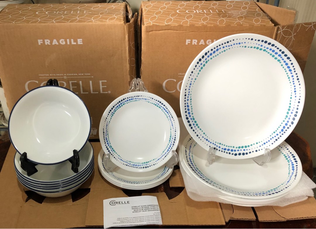 CORELLE OCEAN BLUE 18pc set, Furniture & Home Living, Kitchenware ...