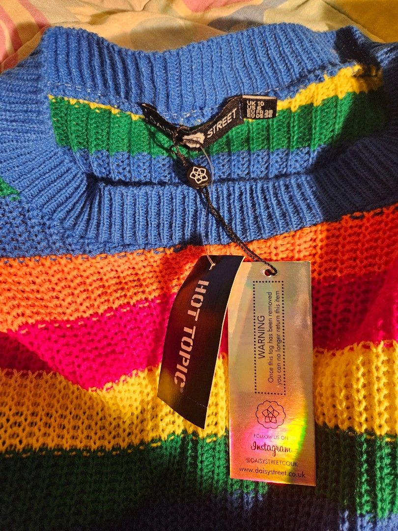 Daisy Street Hot Topic Rainbow Longsleeve Cotton Striped Sweater Medium women s Women s Fashion Tops Longsleeves on Carousell