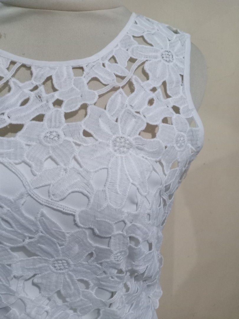 Lace Forever 21 Crochet Dress Forever 21 White Lace Bustier Dress Elegant  Off-the-shoulder Lace, image size:810x1080