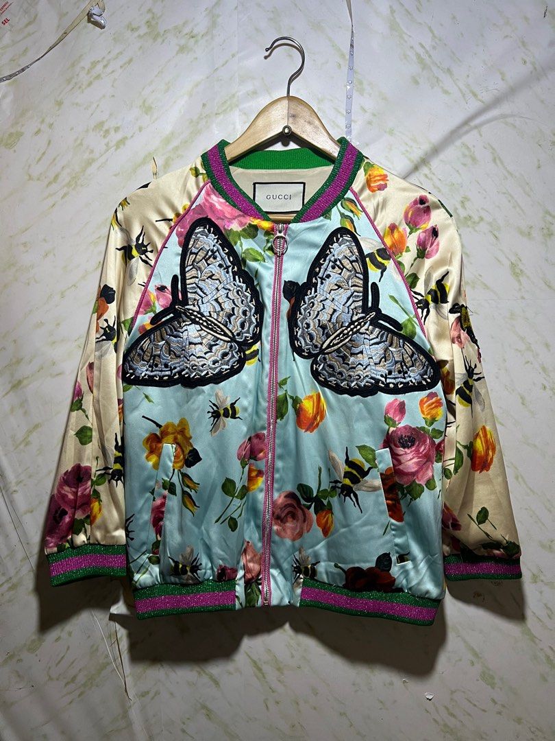 Gucci embroidered bomber jacket hot sale