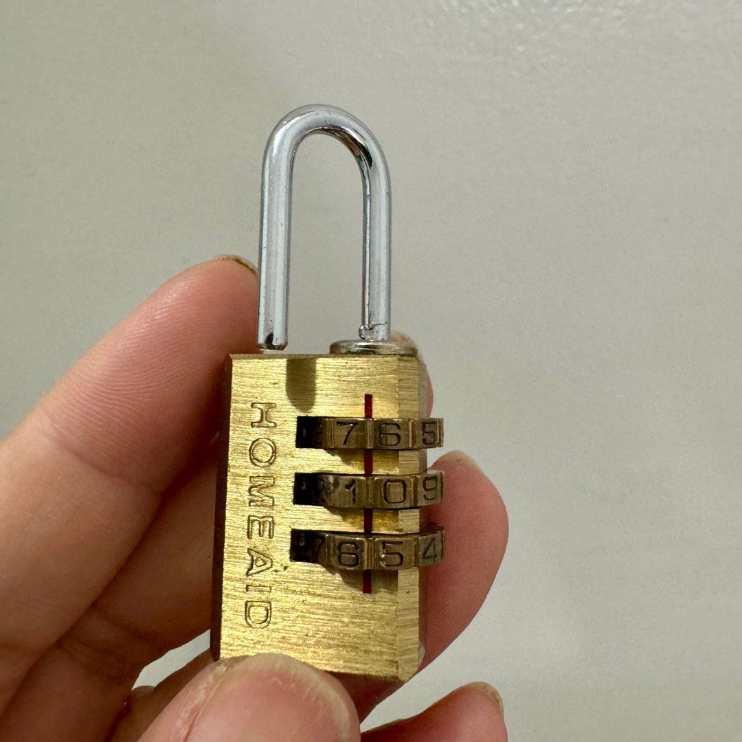 HOMEAID brass combination padlock 3-dial (Category: Locks, Doors & Gates) located in Las Pinas. Submitted by avic_c (Listing ID 1330774568, Image 1). Description: HOMEAID 22mm 3Dial Combination Padlock It can be used for Gym, and fence, toolbox, cases, luggages, chests, cabinets, etc. RFS: decluttering .