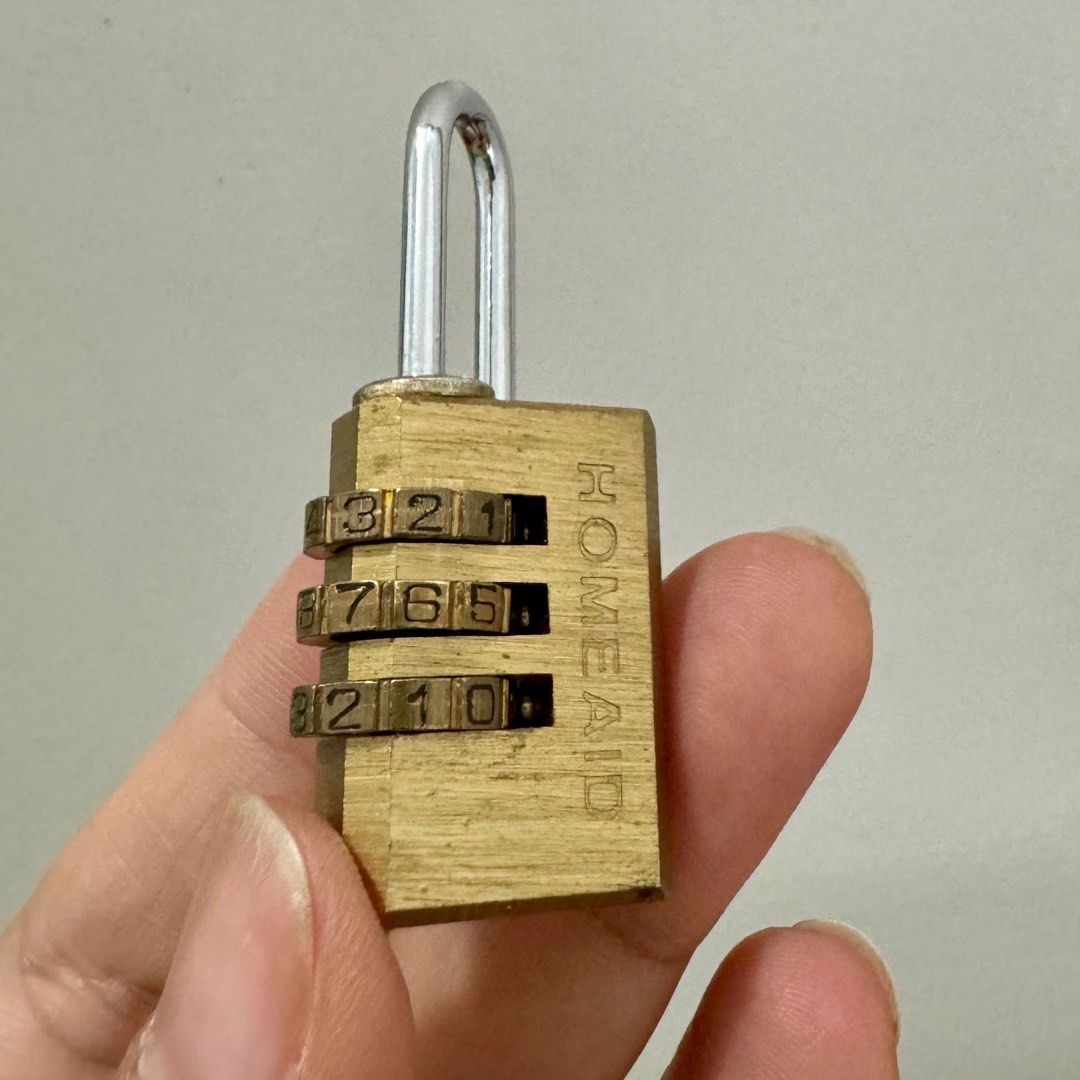 HOMEAID brass combination padlock 3-dial (Category: Locks, Doors & Gates) located in Las Pinas. Submitted by avic_c (Listing ID 1330774568, Image 3). Description: HOMEAID 22mm 3Dial Combination Padlock It can be used for Gym, and fence, toolbox, cases, luggages, chests, cabinets, etc. RFS: decluttering .