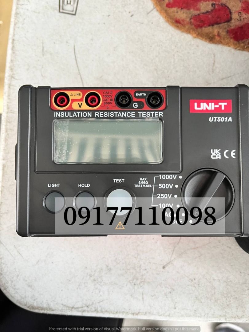 Insulation RESISTANCE TESTER (Category: Construction & Building Materials) located in Manila. Submitted by joeyroque09 (Listing ID 1330772573, Image 1). Description: Item: INSULATION RESISTANCE TESTER Specs: UT501A Qty: 1 Price: 7,199.