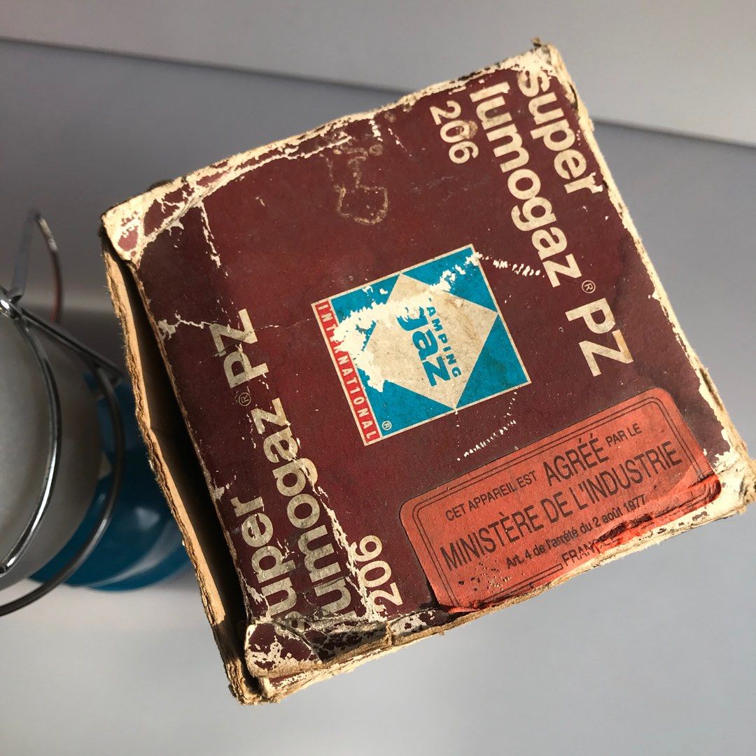 Lampe à Gaz Camping Gaz PZ 206 - Super Lumogaz - Allumage Auto - Vintage Bleu