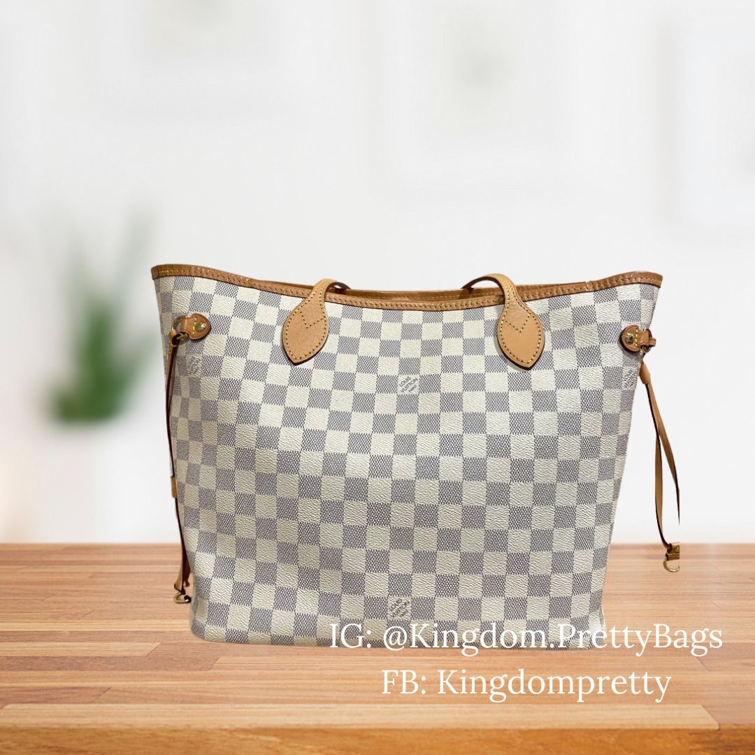 Louis Vuitton LV Neverfull MM Damier Azur Canvas Tote Bag with Pouch Pre order Luxury Bags Wallets on Carousell