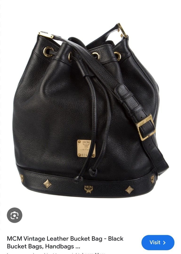 MCM Vintage Leather Black Bucket Bag Luxury Bags Wallets on Carousell