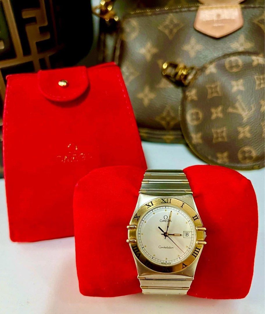Omega Constellation 31MM Gold (Category: Luxury Watches) located in Cavite. Submitted by louiessaliviac (Listing ID 1330818979, Image 2). Description: 📣 OMEGA CONSTELLATION WATCH RARE 31MM, 18K GOLD‼️ ✅ in excellent condition, includes original pouch packaging and extra links ✅ 18K REAL GOLD BEZEL and gold tips bracelet links ✅ RARE 31MM (Constellation usually comes in small 26mm -28mm face) ✅ when you say Omega, Constellation its classic, worn 