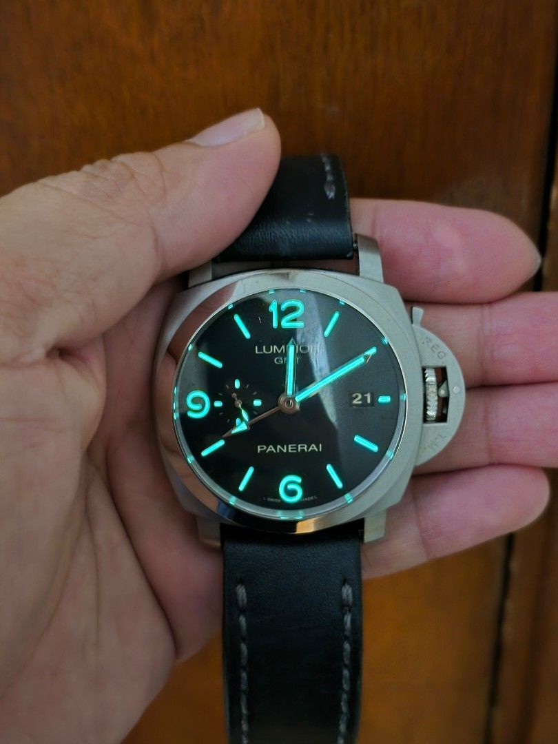 Panerai luminor 1950 case 3 days GMT PAM 390 FREE exotic leather strap