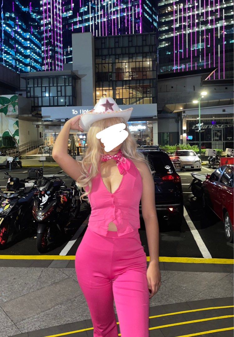 RENT: Barbie Costume (Category: Sets or Coordinates) located in Apalit. Submitted by alexandrasaintmleux (Listing ID 1330484600, Image 3). Description: - FOR RENT ONLY!! - fits S-M - what you see is what you get - hat, wig, bandana & pink co-ords - 500 pesos if without the wig .