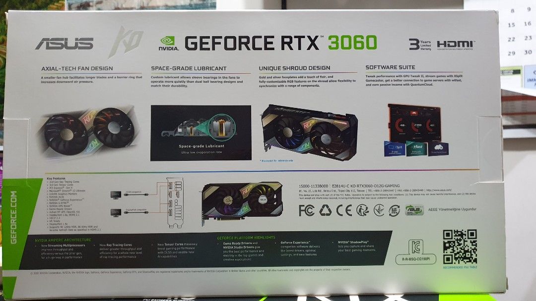 RTX 3060 KO OC 12GB (Category: Computer Parts) located in Makati City. Submitted by cyberzone777 (Listing ID 1330874846, Image 2). Description: The price is negotiable. The GPU was like new and only used once and kept in the box to preserved. This gpu is rare in the market. It’s a KO overclocked limited edition..