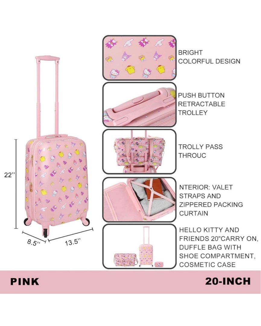 Hello kitty 3 piece luggage set new arrivals