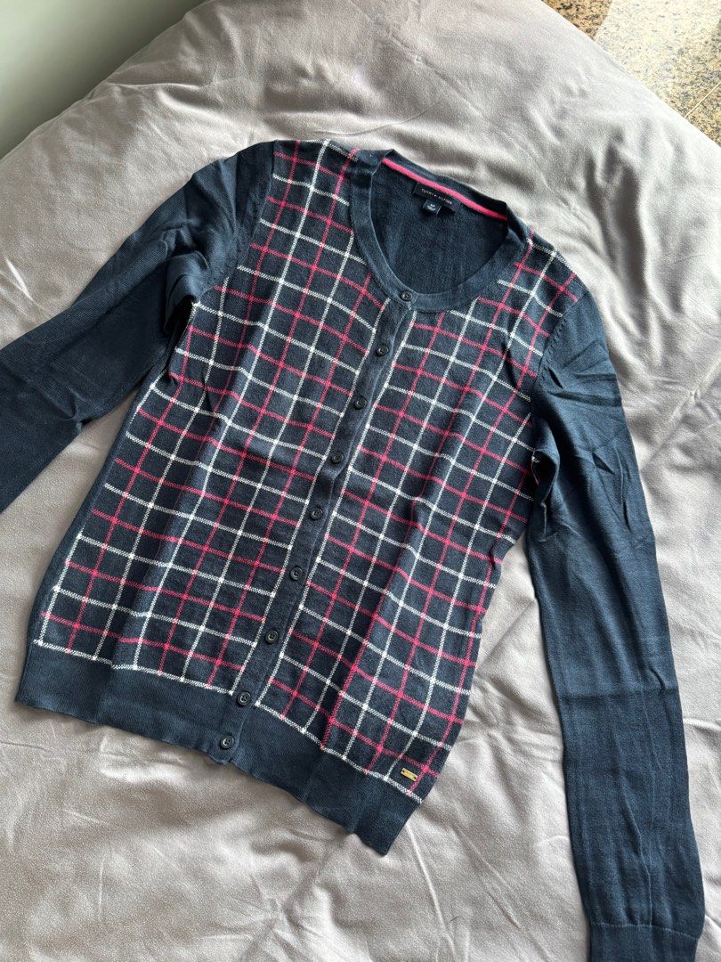 Tommy Hilfiger szS long sleeve top shirts black blue navy polo zara, 女裝