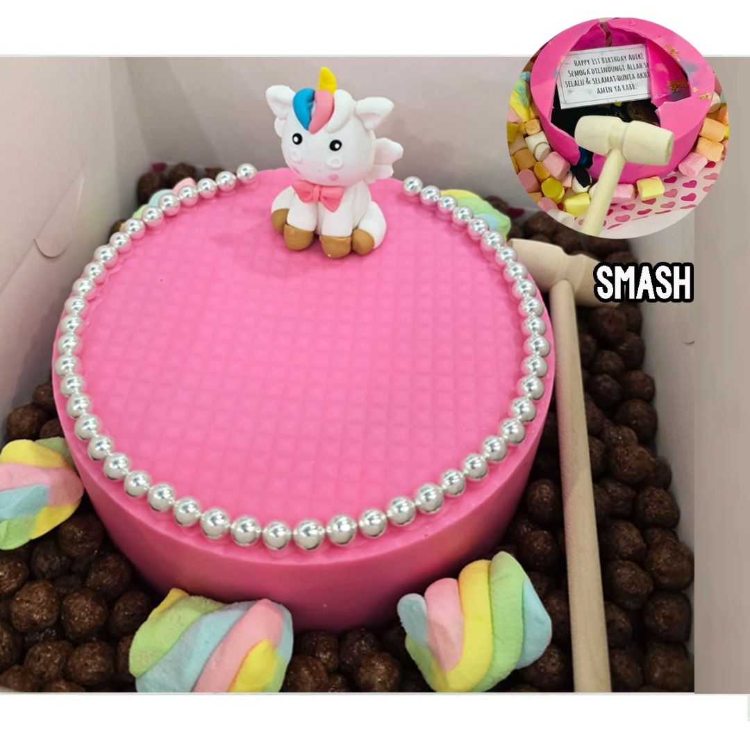 Unicorn Minimalistic Chocolate Smash Pinata Cake, Food Drinks