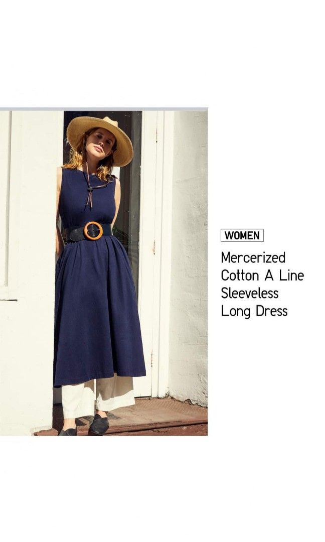 Uniqlo Mercerized Cotton A-Line Sleeveless Long Dress, Women's Fashion,  Dresses & Sets, Dresses on Carousell