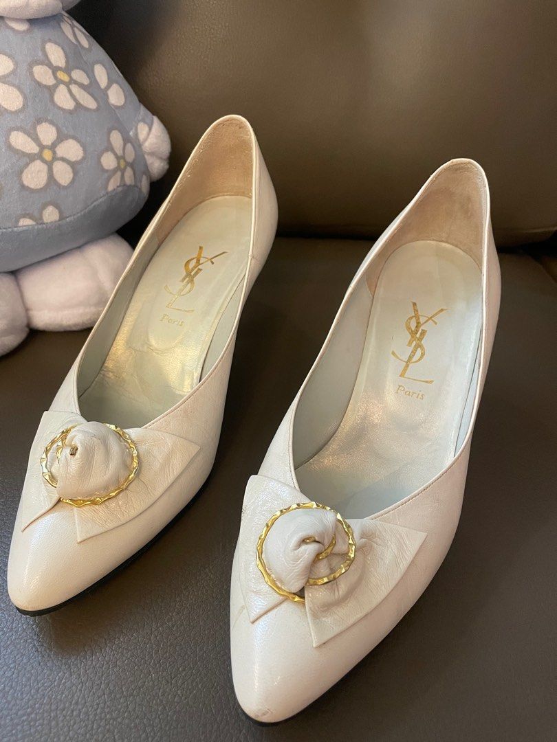 Ysl high heels white cheap
