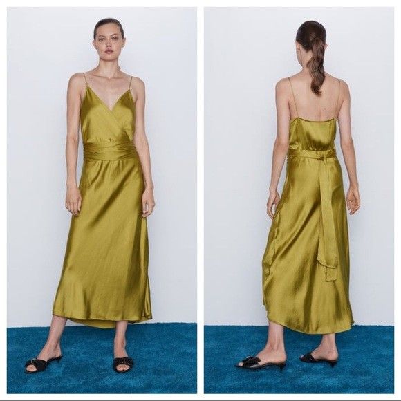 Zara yellow wrap dress on sale