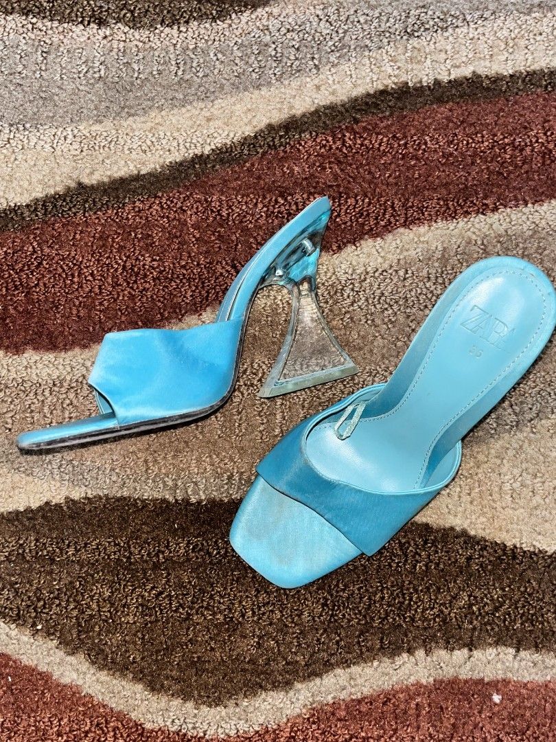 Zara turquoise open toe glass heels (Category: Heels) located in Manila. Submitted by ssilverline (Listing ID 1330793506, Image 3). Description: size 5 35.