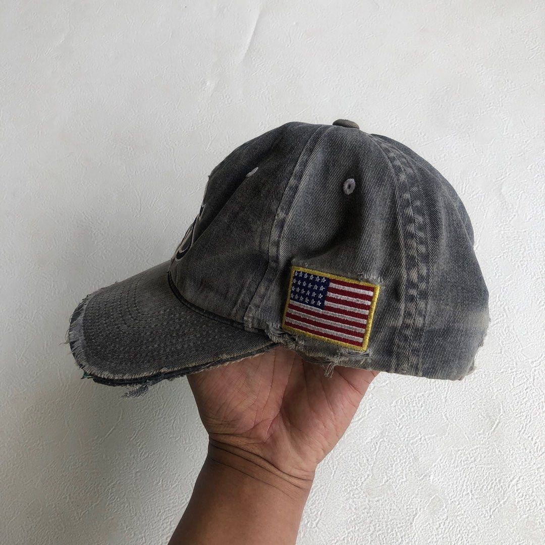 00's STUSSY Big League Point Crown Cap Grey, Fesyen Pria