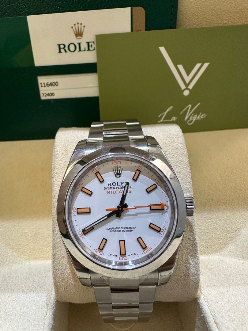 全新全膜Rolex 116400 Milgauss 白面閃電針, 名牌, 手錶- Carousell
