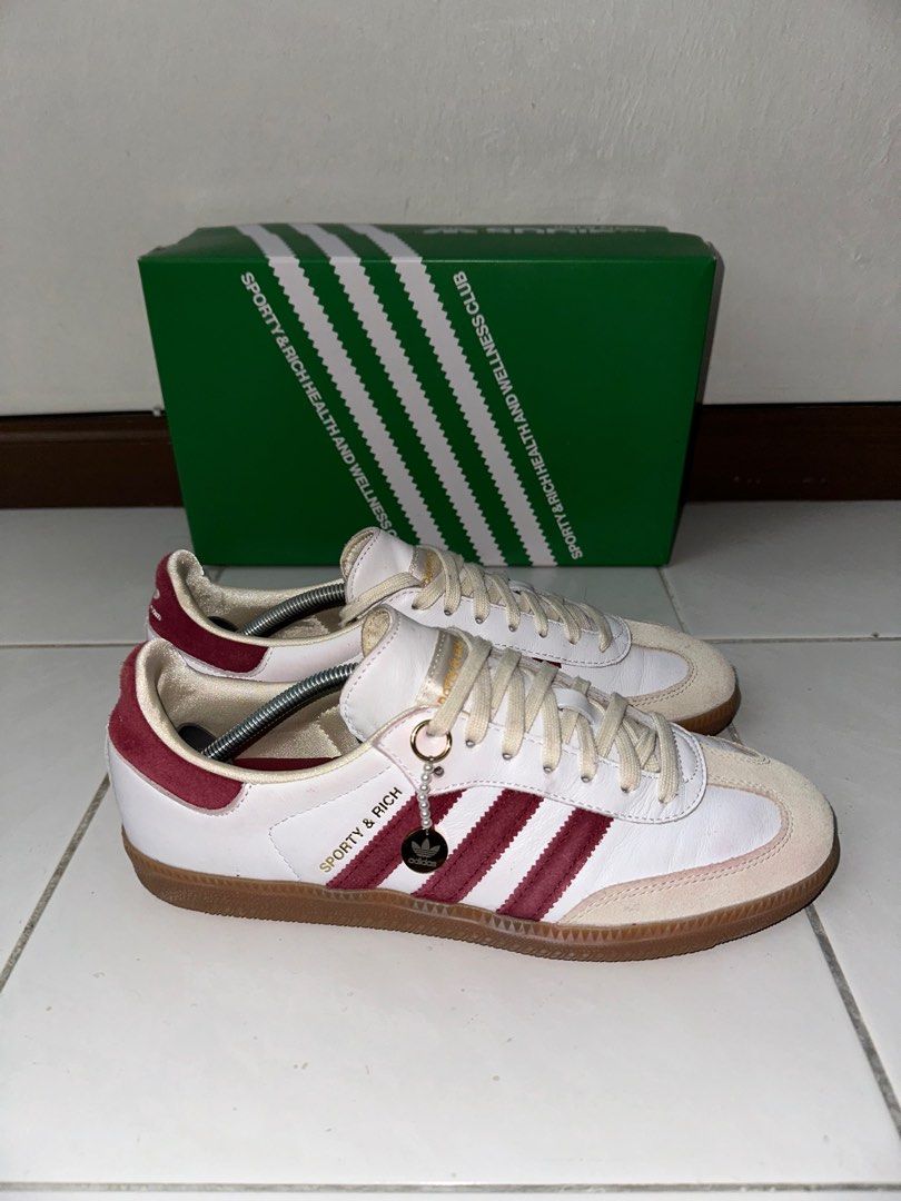 adidas gazelle silver green womens adidas Samba Sporty & Rich White Collegiate Burgundy – YankeeKicks Online main image 0