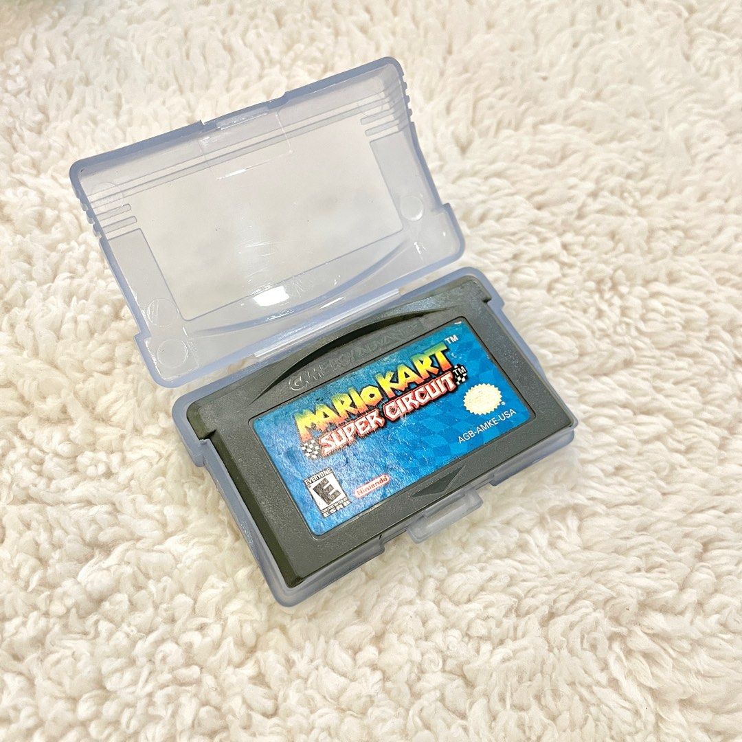 AUTHENTIC GBA Mario Kart Super Circuit (Category: Nintendo) located in San Fernando. Submitted by thrift.easy (Listing ID 1331046663, Image 2). Description: *AUTHENTIC* Gameboy Advance - Mario Kart Super Circuit game Tested working and in Good condition Label (8/10) Pins (9/10) ₱1,200 with FREE cart case Meetups around Pampanga Shipping via LBC or J&T Shipping fee to be shouldered by the buyer.