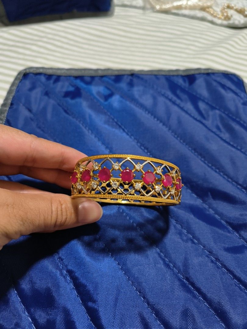 Bangle (Category: Bracelets) located in Singapore. Submitted by inst52 (Listing ID 1330903802, Image 3). Description: Kara style bangle with rubies and zircon and net design. looks royal.