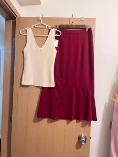 Beige Top Wine Skirt Set 杏紅色斯文裙套裝64246532433153110