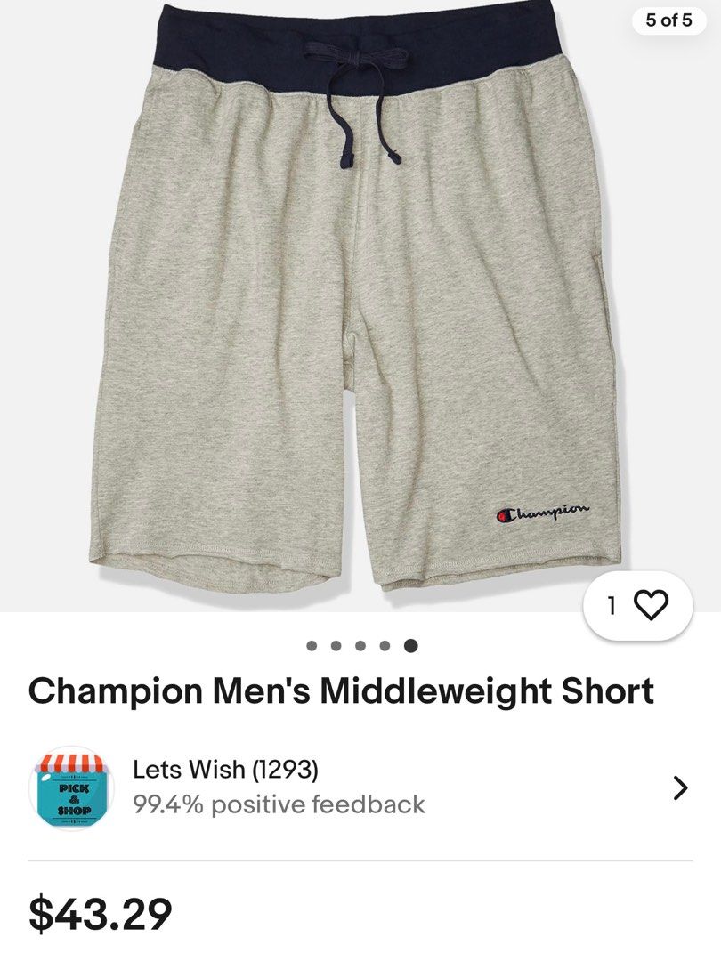 Champion Men’s Middleweight Gray Short (Category: Shorts) located in Manila. Submitted by declutterwithzed (Listing ID 1331016600, Image 1). Description: With 2 front pocket + 2 back pocket. With embroidered Champion logo. No issues. 10/10. Excellent condition..