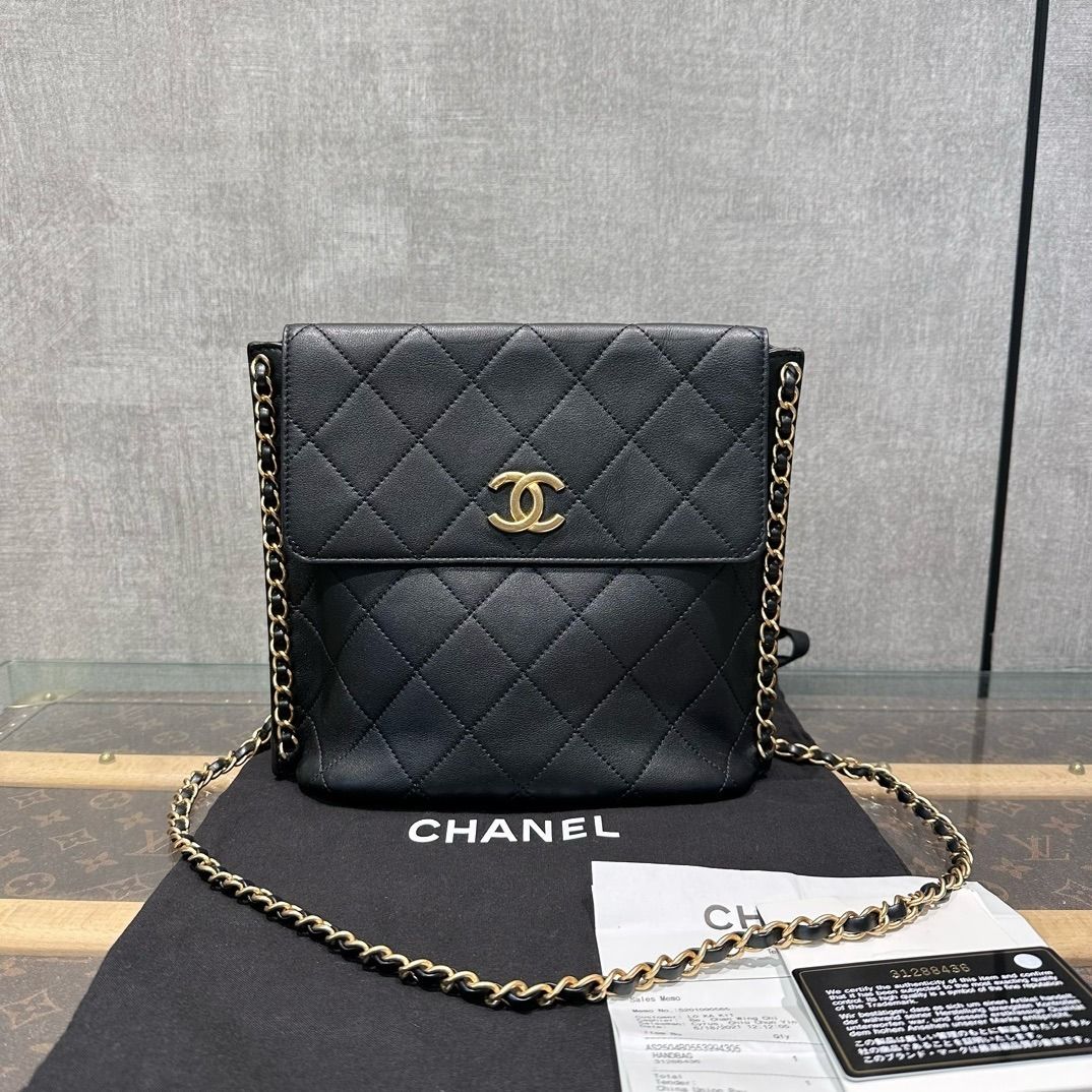 Chanel 21SS Flap Hobo Bag in Black