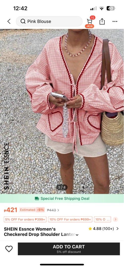Checkered oversized drop shoulder longsleeves (Category: Longsleeves) located in San Fernando. Submitted by akcd12 (Listing ID 1330991069, Image 2). Description: Washed but never used Original price Php 421 Size: Small (oversized) cant fit up to L-XL .