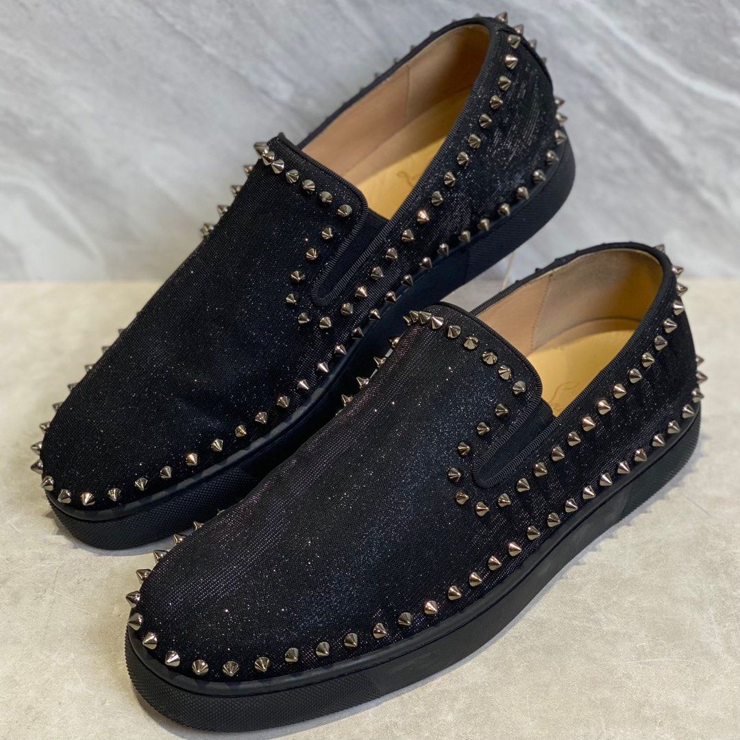 Christian Louboutin Pik Boat Flat Veau Velours Not Hermes Fesyen Pria Sepatu Sneakers di Carousell
