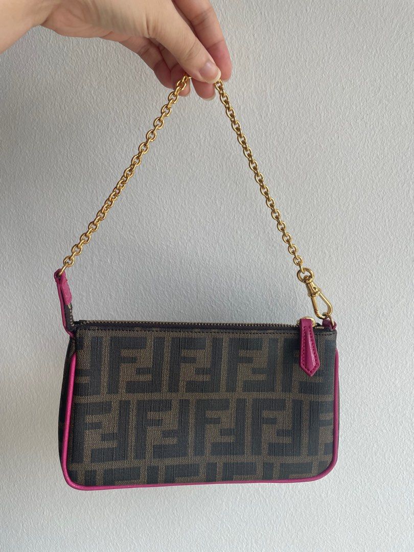 Fendi zucca spalmati pochette shoulder bag pink 8M0271