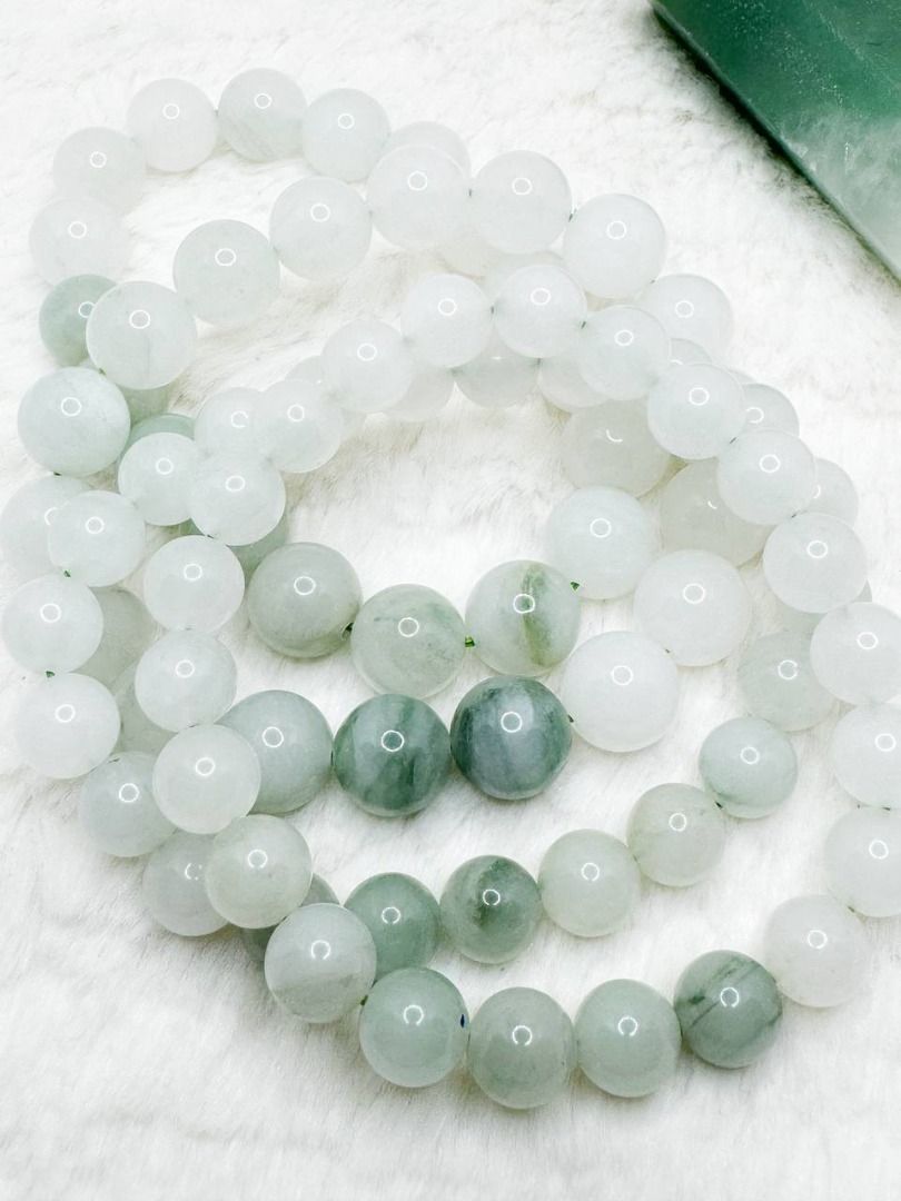 Full Tianshan Jade Bracelet | 8mm, 10mm (Category: Bracelets) located in Quezon City. Submitted by crystal.perk (Listing ID 1330973741, Image 3). Description: 🔅 Tianshan Jade 🌟 8mm - ₱160, 1pc available 🌟 10mm - ₱170, 2pcs available Tianshan Jade is also known as Yinshan Jade and Quartzite. It is a natural stone that symbolizes purity and serenity. It has a greenish-white tone and is highly valued for its rarity. Jade is believed to help with 