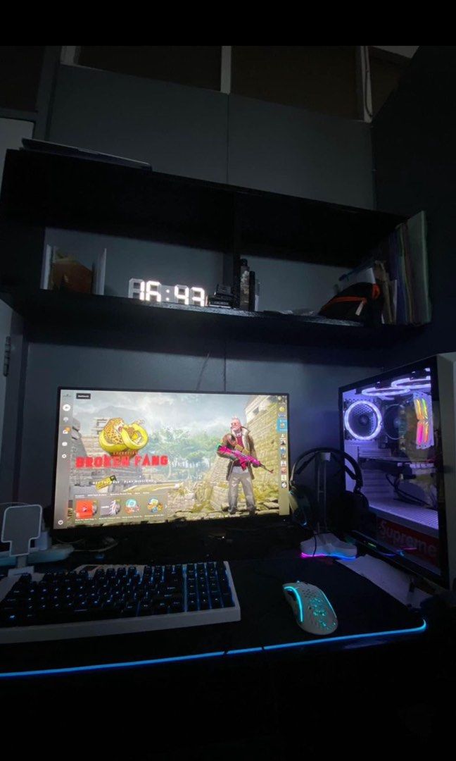 Gaming PC (Category: Desktops) located in Marikina City. Submitted by itsjaneee (Listing ID 1331021573, Image 2). Description: Ryzen 5 3500x gigabyte B450M DS3H Galax GTX 1050Ti T Force Nighthawk 16gb 2x8 3200mhz RGB 500gb hdd Kingston SSD 250gb Corsair CV650 powersupply Rakk Haliya Case white ASUS 24 inch 144hz monitor 6pcs darkflash RGB fan Glorious mouse model D white Rakk ilis keyboard white Steel series Arctis 5 headset RGB black Fantech RGB