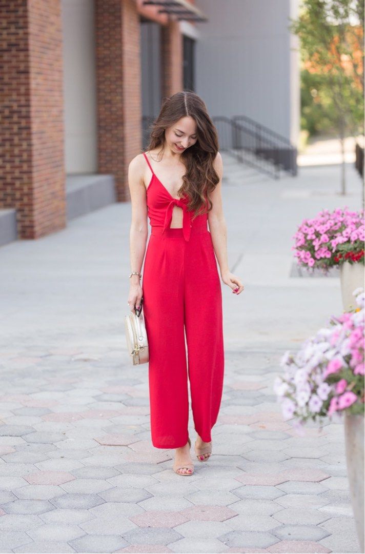 H&m red jumpsuit hotsell